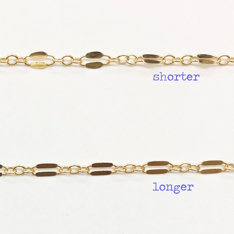 razor blade craft supplies luxem supply 14K Gold Filled Sequin Dapped Long and Short Chain 01-14k gf 5x 2.5mm sequins chain