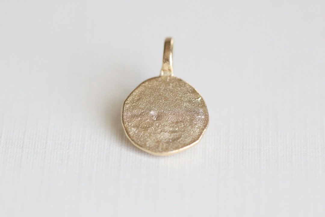 Vermeil Gold Stamping Disc Tag With Attached Loop 13mm Blank Gold
