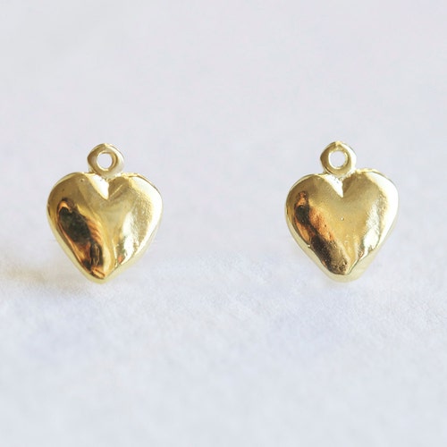 Vermeil Heart Outline Tiny Charms 18k Gold Plated Over - Etsy