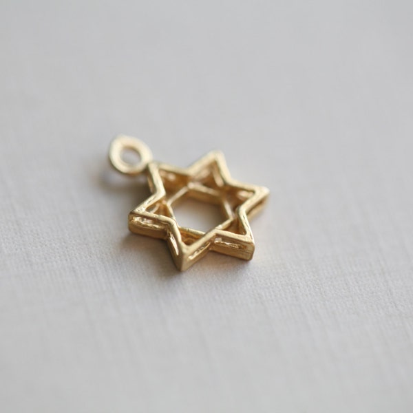 Vermeil Gold Star of David Charm - small star of david pendant, gold plated over sterling silver, Shield of David, Megen David