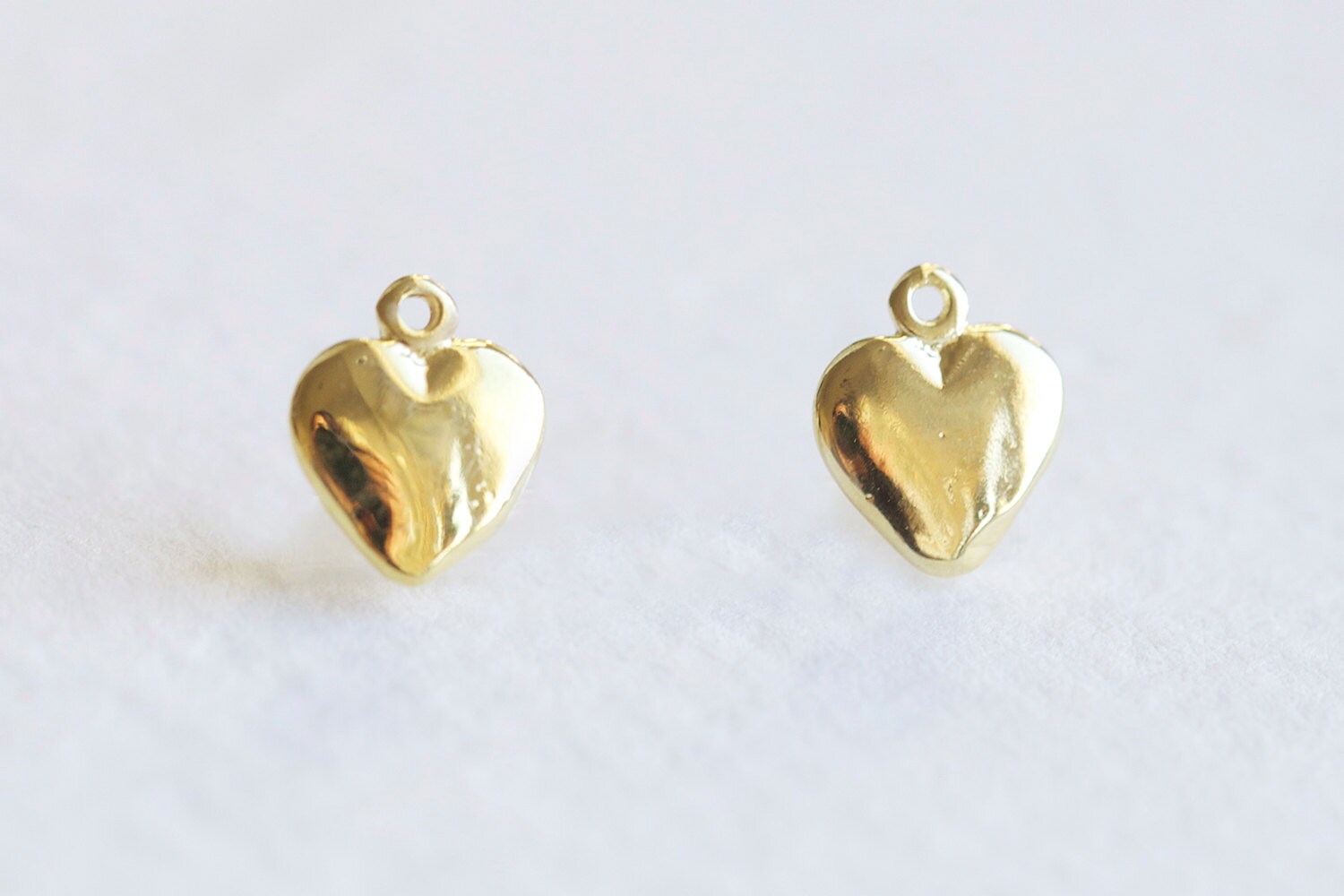 Vermeil Gold Small Puffy Heart Charms 2 Pcs Small Dainty - Etsy