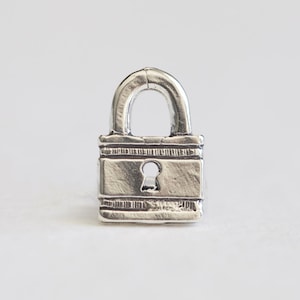 Sterling Silver Padlock Charm - 925 silver safe lock, symbol of security and protection charm
