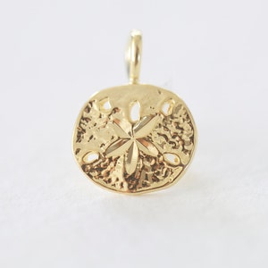 Vermeil Gold Small Sand Dollar Charm Pendant 10 - 18k gold plated over sterling silver, nautical sea life charm
