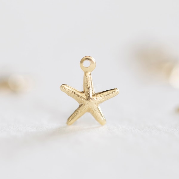 5pcs Tiny 14k Gold Filled Tiny Starfish Charms - 14k gf tiny starfish charm, marine life, sea life, star fish, tropical shore thing