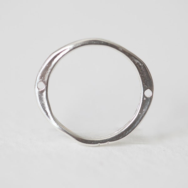 Sterling Silver Eternity Circle Connector - O ring circle link, two holes, slightly oval, 925 silver