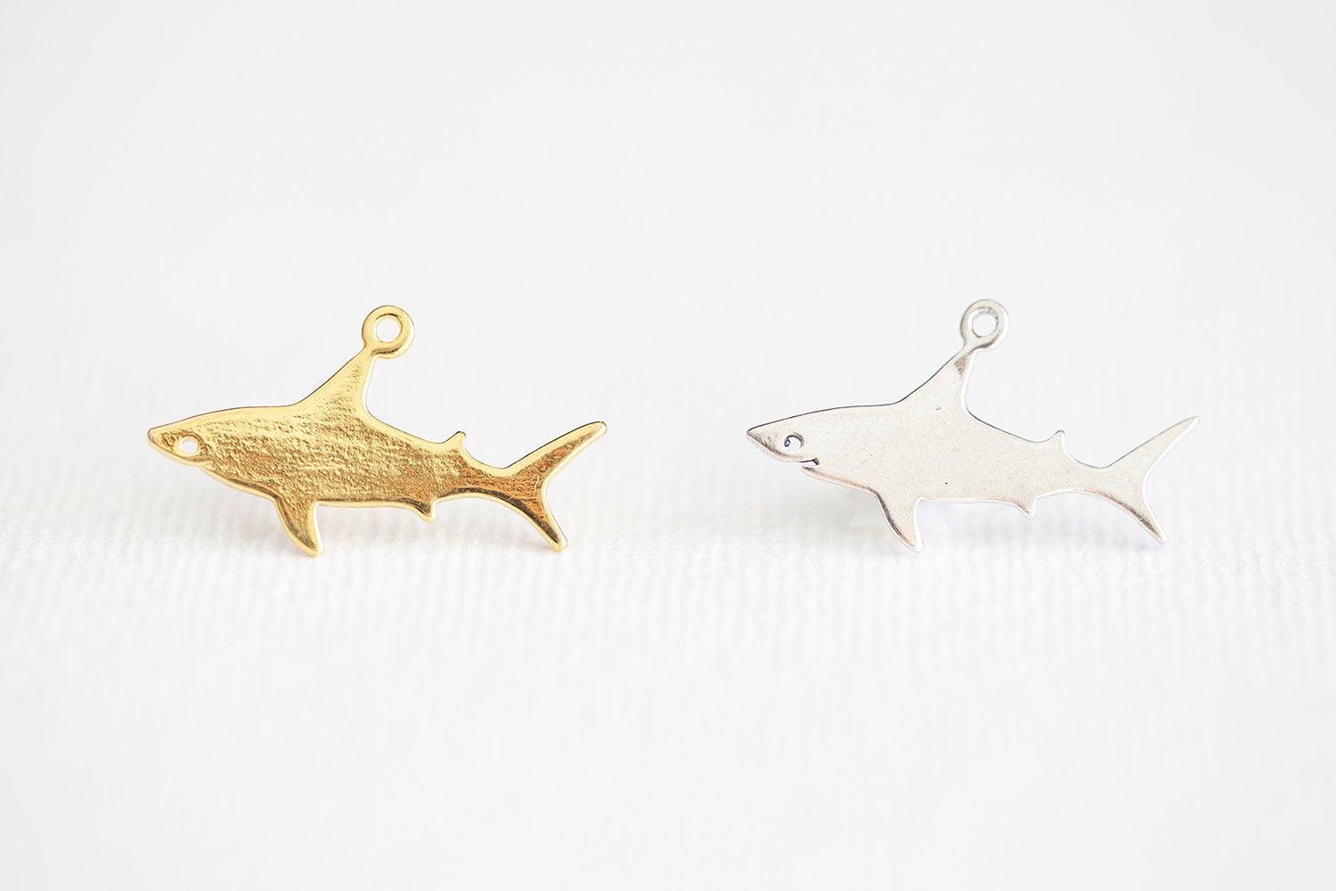 Shark Charm Vermeil Gold or Sterling Silver Shark Big Fish | Etsy