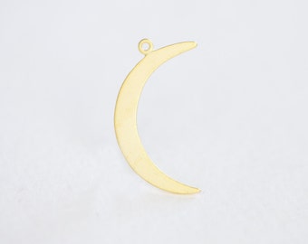 Matte Gold Crescent Charm - vermeil matte gold crescent moon charm, celestial half wish moon, sickle shape