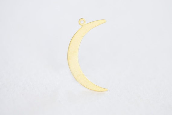 Matte Gold Crescent Charm - vermeil matte gold crescent moon charm, celestial half wish moon, sickle shape