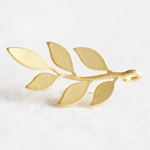 Vermeil Guldgrön Trädgren Berlock - 18k gult guld elektropläterat över sterlingsilver, liten trädgren med 6 löv, gör-det-själv-material