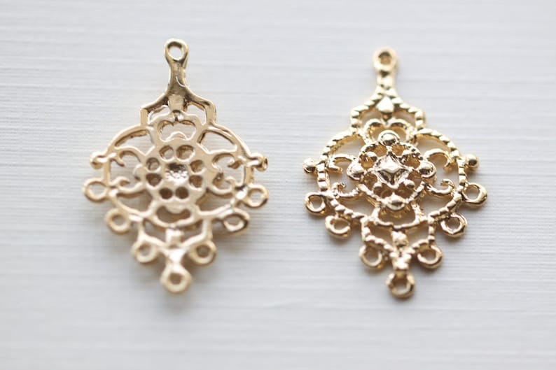 Vermeil Gold Chandelier Earring Components 7 Holes 18k Gold Etsy