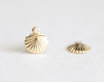 Teeny Tiny 14K Gold Filled Seashell Charm 14 - 14k gf, beach conch empty sea shell, marine life, sea life, tropical vacation