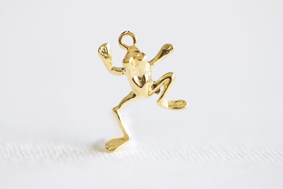 Jumping Frog Charm Sterling Silver Antiqued Finish Jumping Frog Charm Sterling Silver Antiqued Finish