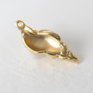 Vermeil Tropical Conch Sea Shell Charm 04 18k gold over sterling silver sea life snail shell pendants, spiral shell, oyster, sea shell image 5