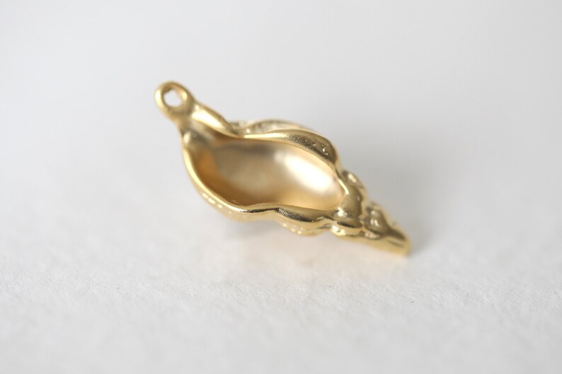 Vermeil Tropical Conch Sea Shell Charm 04 18k gold over sterling silver sea life snail shell pendants, spiral shell, oyster, sea shell image 5