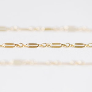 14K Gold Filled Sequin Dapped Long and Short Chain 02 - 14k gf 5 x 2mm sequin chain sold per foot, razor blade, craft supplies, luxem supply