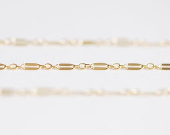 14K Gold Filled Sequin Dapped Long and Short Chain 02 - 14k gf 5 x 2mm sequin chain sold per foot, razor blade, craft supplies, luxem supply