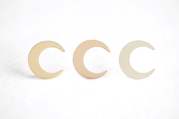 Blank Crescent Charm - 14k gold filled 24ga, 14k rose gold filled, sterling silver half moon C charm, celestial wish moon, sickle horn charm