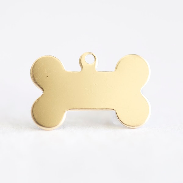 14k Gold Filled 22 Gauge Dog Bone Stamping Blank Charm - 14kgf animal bone tag for personalizing, blank disc pendant, pet lover, puppy toy