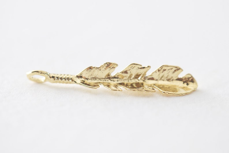 tribal feather pendant charm Vermeil Gold Feather Folded 04-18k gold plated over 925 silver