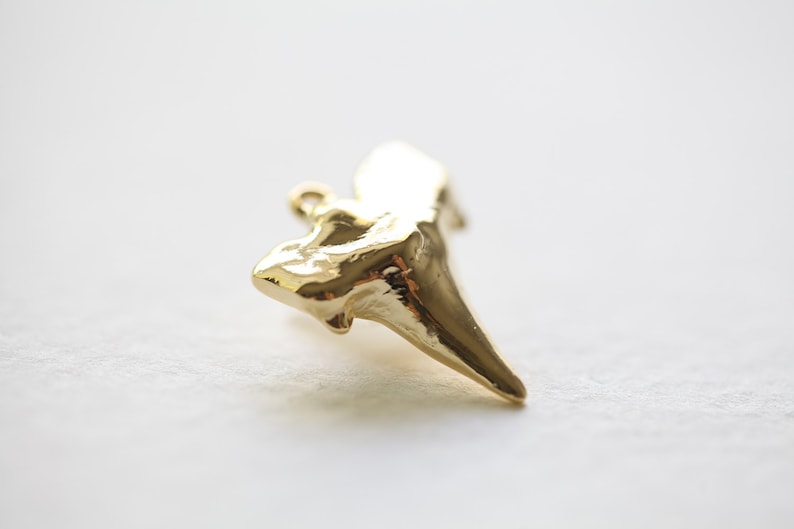 Large Shark Tooth Pendant 02 vermeil gold shark tooth charm, 18k gold plated over sterling silver image 2