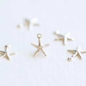 5pcs Tiny Sterling Silver Tiny Starfish Charms - 925 silver tiny starfish charm, marine life, sea life, star fish, tropical shore thing