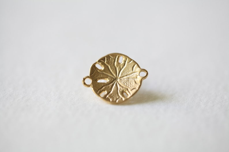 Vermeil Gold Sand Dollar Connector Charm 07 18k gold plated over sterling silver sand dollar link image 2