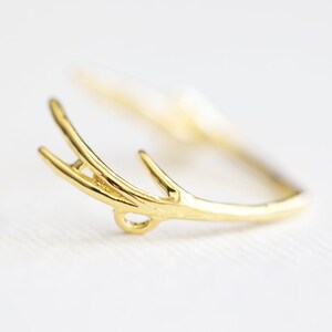 Vermeil Gold Skinny Deer Antler Connector Charm - 925 silver antler head rudolph the reindeer animal taxidermy wild male caribou elk horn image 3