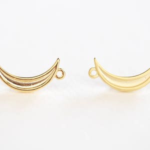 Vermeil Gold Crescent Connector Charm - shiny or matte 18k gold plated over 925 sterling silver, astrology eclipse half wish moon link charm