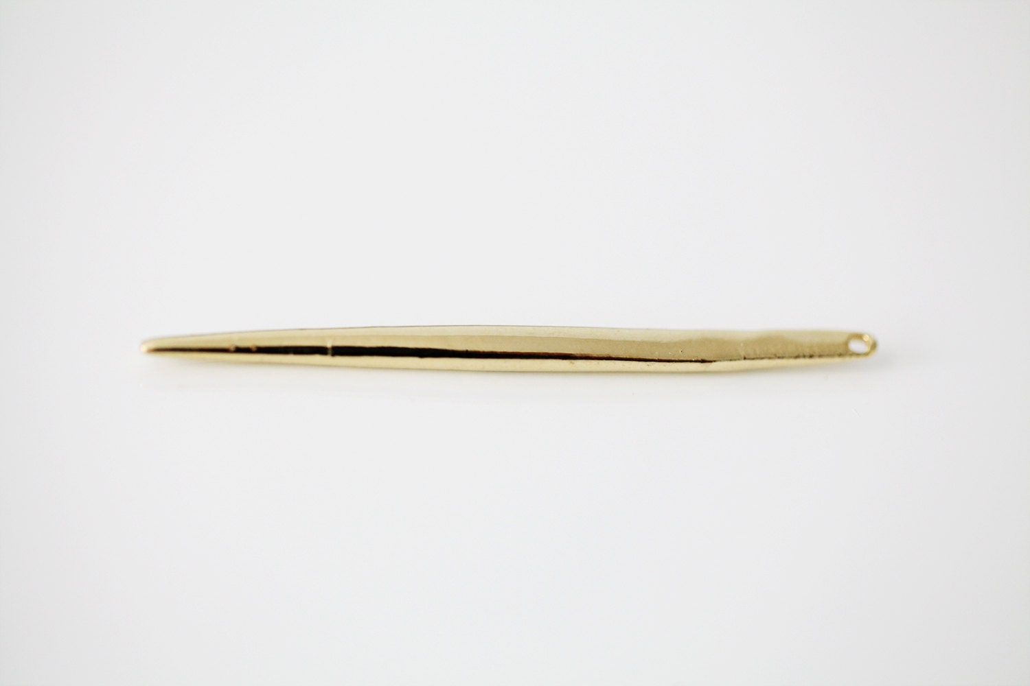 Vermeil Gold Skinny Needle Charm - long and thin dagger spear spike p…