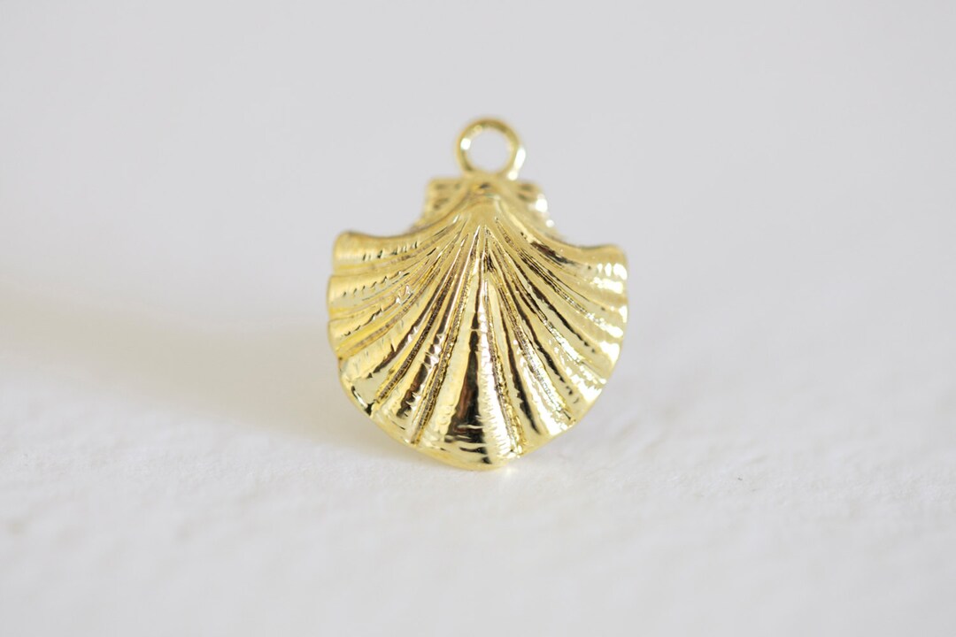 Glossy Vermeil Gold Shell Charm 08 - Sea Life Nautical Beach Charm, 18 ...