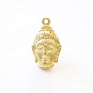 Buddha Head Vermeil Gold Charm - vermeil gold, 18k gold plated over 925 sterling silver, happy buddha, yoga, yogi, ohm, meditation