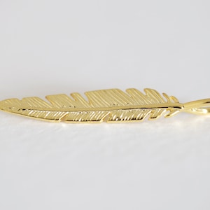 Vermeil Gold Feather Charm 03- tribal gold plated sterling silver feather pendant