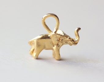 Matte Gold Elephant Vermeil Charm - 18k gold plated over sterling silver, family loving animal pendant