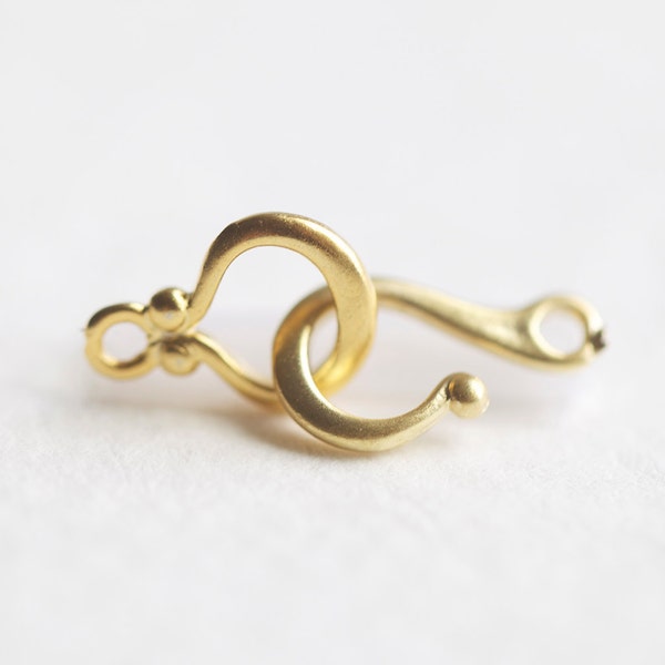 2 Pairs Vermeil Gold Decorative Hook Clasp Set - 18k gold over sterling silver, small hook and eye clasp