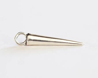 20mm Spike Sterling Silver Charm- argent sterling 925, charme à pointe pointue, aiguille, triangle, minimalisme moderne, style punk rock