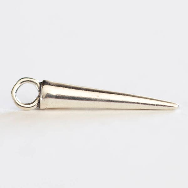 20mm Spike Sterling Silver Charm- 925 sterling silver, pointy spike charm, needle, triangle, modern minimalism, punk rock style