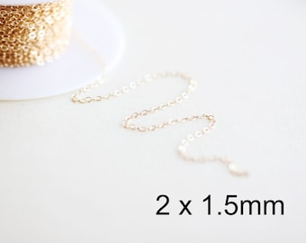 14k Gold Filled Flat Cable Chain - 2x1.5 mm basic flat cable chain (FC10GF)