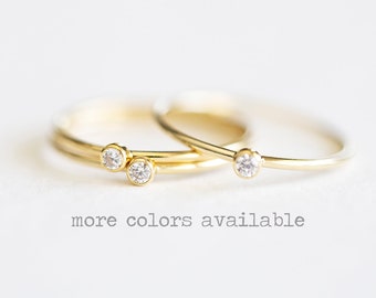 1PCS Solitaire Clear CZ Stacking Ring 14k Gold Filled, Sterling Silver, 14k Rose Gold Filled minimalist everyday sparkly delicate, luxem