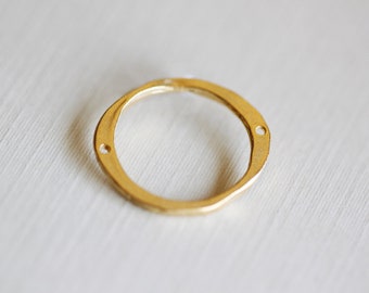 Eternity Circle Vermeil Connector - O ring circle link, two holes, slightly oval, 20mm 18k gold plated over sterling silver