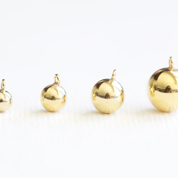 Gold Filled 4mm, 5mm, 6mm, and 8mm Sphere Ball Drop Charm - 14k gf circular globe bead pendant, disco ball, luxem supply
