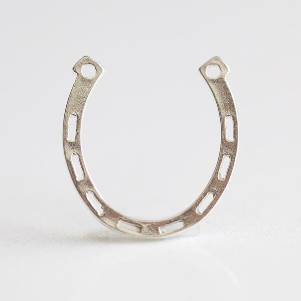 Horseshoe Sterling Silver Connector - 925 sterling silver horse shoe spacer link, symbol of fortune, good luck, health