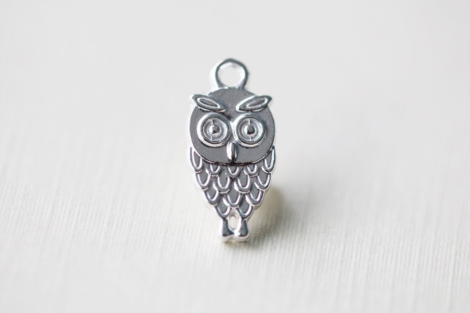Sterling Silver Owl Charm 01 - 925 silver, whimsical nature animal pendant