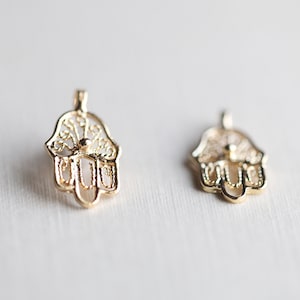 Small Vermeil Filigree Hamsa Hand - 1 pair 18k gold plated over sterling silver
