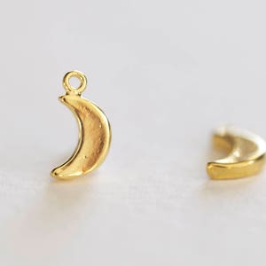 Tiny Vermeil Gold Crescent - small dainty half moon, wish moon, eclipse, night sky, sickle luna, 18k gold plated over 925 sterling silver