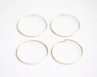 1 Inch 14k Gold Filled or Sterling Silver Hoops - 2 pairs hoops one inch 26mm 21 gauge, earring findings, beading hoops, circle earrings