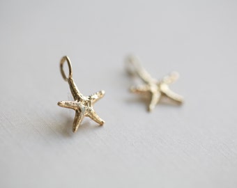 2 Pcs Vermeil Gold Starfish Charms 02 - sea life star fish pendant