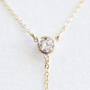 Gold Filled or Sterling Silver Crystal Y Connector Link 3 way, 2 to 1 bezel framed cz, clear cubic zirconia bezel, lariat necklace finding image 1