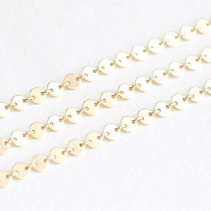 14k Gold Filled Round Disc Circle Chain - 1 foot 4mm shimmering unfinished chain to make chocker necklace, bracelet, anklet, ring, diy craft