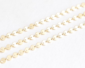 14k Gold Filled Round Disc Circle Chain - 1 foot 4mm shimmering unfinished chain to make chocker necklace, bracelet, anklet, ring, diy craft