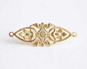 Gold Filigree Connector Charm - vermeil gold, 18k gold plated over sterling silver, finely detailed filigree connector link spacer